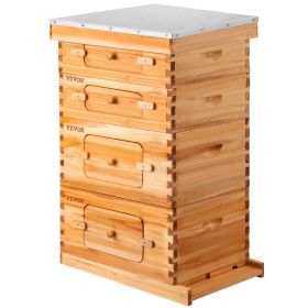 VEVOR Beehive Box Kit Bee Honey Hive 40 Frames 2 Deep 2 Medium Natural Fir Wood