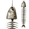 Vintage Japanese Cast Iron Fishbone Wind Chimes Temple Metal Hanging Decoration Garden Balcony Wind Chimes Shop Door Bell