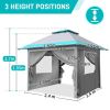 10' x 10' Outdoor Pop-up Canopy With 4 Sidewalls Blue&White