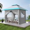 10' x 10' Outdoor Pop-up Canopy With 4 Sidewalls Blue&White