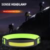 1pc Adjustable LED Headlamp With Motion Sensor; USB Rechargeable Bright Flashlight With Headband; Lamp For Walking Camping Hiking Running