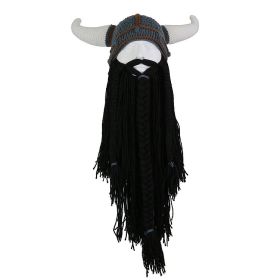 Personalized Party Long Beard Pointed Funny Hat Funny Wool Halloween (Option: Gray CAP Black Beard-L58 60cm)