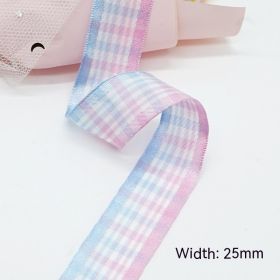 Solid Color Scottish Plaid Ribbon Hand-made DIY Clothing Ornament Bouquet Gift Packaging (Option: B008 Plaid Ribbon 25mm-B008-25mm25 Code Volume)