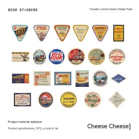 Self Adhesive Stickers For Travelers' Letters Series Vintage Hand Tent DIY Decorative Stickers (Option: Cheese and cheese-44mm)