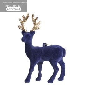 Christmas Red Flocking Elk Pendant White Glitter Cake Ornaments Decorations (Option: Blue 13G)