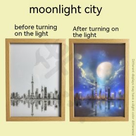 Ins Lighting Small Night Lamp Luminous Decorative Painting Bedroom Living Room Decoration (Option: Moonlight City-Medium size)