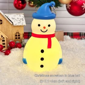 Christmas Decorations Snowman Small Night Lamp Luminous Small Ornaments (Option: Blue Hat Snowman-Warm Light)