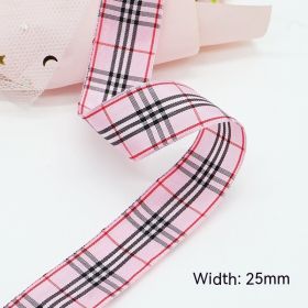 Solid Color Scottish Plaid Ribbon Hand-made DIY Clothing Ornament Bouquet Gift Packaging (Option: B005 Plaid Ribbon 38mm-B005-38mm25 Code Volume)