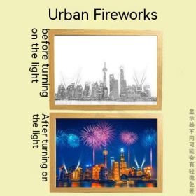 Ins Lighting Small Night Lamp Luminous Decorative Painting Bedroom Living Room Decoration (Option: Urban fireworks-Medium size)