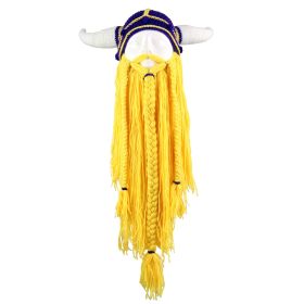 Personalized Party Long Beard Pointed Funny Hat Funny Wool Halloween (Option: Purple Hat Yellow Beard-L58 60cm)