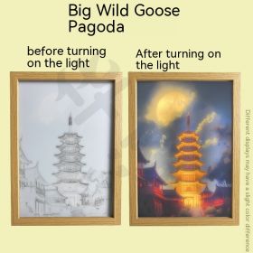 Ins Lighting Small Night Lamp Luminous Decorative Painting Bedroom Living Room Decoration (Option: Big Wild Goose Pagoda-Medium size)