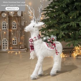 Christmas Decorations White David's Deer Doll Doll Home Shopping Window Layout Christmas Tree Ornaments (Option: Large Elk Only 930g)