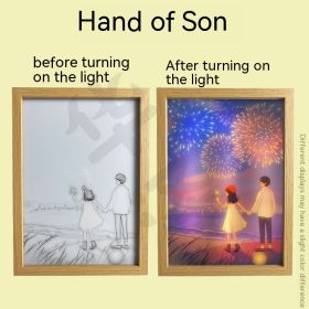 Ins Lighting Small Night Lamp Luminous Decorative Painting Bedroom Living Room Decoration (Option: Holding the Hand of a Son-Medium size)