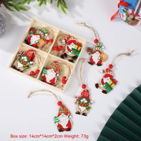 Christmas Painted Wooden Pendant Santa Claus Gift Tree 12 Pack Boxed Decorations (Option: Christmas Pendant C)