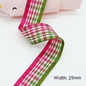 Solid Color Scottish Plaid Ribbon Hand-made DIY Clothing Ornament Bouquet Gift Packaging (Option: B009 Plaid Ribbon 38mm-B009-38mm25 Code Volume)