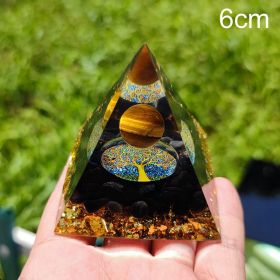 Natural Tiger Eye Orgonite Pyramid Heal Crystals Ball Energy Generator Reiki Chakra Multiplier Orgone Amethyst Meditation Stone (Color: 6cm)