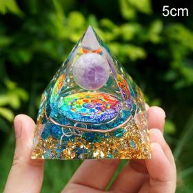 Natural Tiger Eye Orgonite Pyramid Heal Crystals Ball Energy Generator Reiki Chakra Multiplier Orgone Amethyst Meditation Stone (Color: 5cm)