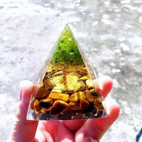 Natural Tiger Eye Orgonite Pyramid Heal Crystals Ball Energy Generator Reiki Chakra Multiplier Orgone Amethyst Meditation Stone (Color: 6cm5)