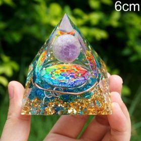 Natural Tiger Eye Orgonite Pyramid Heal Crystals Ball Energy Generator Reiki Chakra Multiplier Orgone Amethyst Meditation Stone (Color: 6cm8)