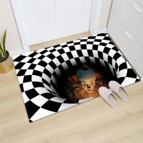 3D Clown Trap Visual Carpet Living Room Bedroom Floor Mat Halloween Carpet Sewer Manhole Cover Clown Horror Vortex Home Carpet (Color: A)