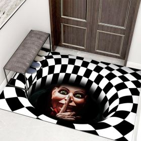 3D Clown Trap Visual Carpet Living Room Bedroom Floor Mat Halloween Carpet Sewer Manhole Cover Clown Horror Vortex Home Carpet (Color: N)