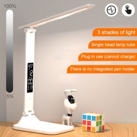 LED Desk Lamp Multifunction LCD Table Lamps With Calendar USB Dimmable Touch Night Light With Pens Holder Student Reading Office (Body Color: 1 head - USB in)