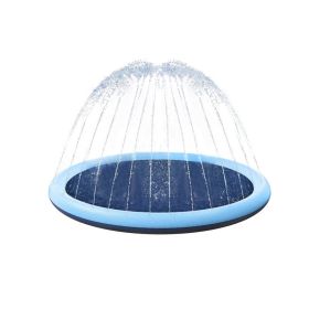 100/170 CM Children Pet Water Mat Summer Beach Inflatable Water Spray Pad Lawn Swimming Pool Mat Pet Sprinkler Outdoor Game Toy (Color: 100cm Blue)