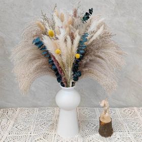 60/62/76/80/85/100pcs Boho Pampas Grass Bouquet Home Decor Floral Dried Flowers Wedding Arrangements Natural Reed Bunny Tails (Color: 76pcs)