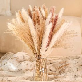 60/62/76/80/85/100pcs Boho Pampas Grass Bouquet Home Decor Floral Dried Flowers Wedding Arrangements Natural Reed Bunny Tails (Color: 85pcs)