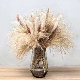 62/100/109pcs Natural Dried Pampa Grass Bouquet Phragmites Dried Flower Boho Home Decor Bouquet Room Holiday Wedding Party Decor (Color: 62pcs)