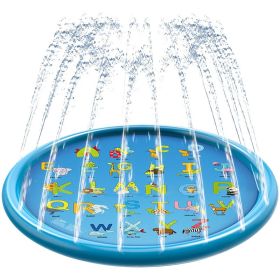 100/170 CM Children Pet Water Mat Summer Beach Inflatable Water Spray Pad Lawn Swimming Pool Mat Pet Sprinkler Outdoor Game Toy (Color: 170cm Light blue A)