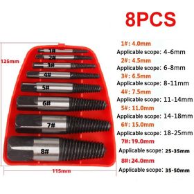 6/8Pcs Damaged Broken Screw Extractor Remover Metal Drill Bit Set Steel Durable Center Drill Damaged Bolts Easy Out Remover Tool (Ships From: China)