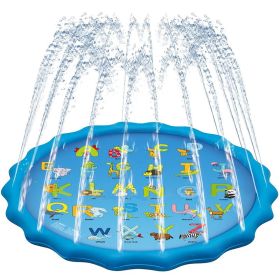 100/170 CM Children Pet Water Mat Summer Beach Inflatable Water Spray Pad Lawn Swimming Pool Mat Pet Sprinkler Outdoor Game Toy (Color: 170cm Light blue B)