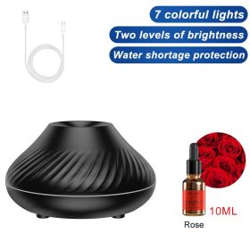 Air Humidifier Diffusers Essential Oil Diffuser USB Portable Humidifier Volcanic Flame Aroma Diffuser Essential Oil Lamp Bedroom (Color: black - rose)