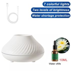 Air Humidifier Diffusers Essential Oil Diffuser USB Portable Humidifier Volcanic Flame Aroma Diffuser Essential Oil Lamp Bedroom (Color: white - fragrant)