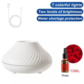 Air Humidifier Diffusers Essential Oil Diffuser USB Portable Humidifier Volcanic Flame Aroma Diffuser Essential Oil Lamp Bedroom (Color: white - rose)