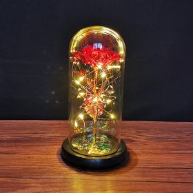 2023 LED Enchanted Galaxy Rose Eternal Rose Forever Rose In Glass Valentines Day Gift for Girlfriend Christmas Wedding Birthday (Color: Red - Warm light)