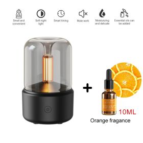 120ML Candlelight Aroma Diffuser Air Humidifier Romantic Light Portable Essential Oils Diffuser Mist Maker Fogger Purifier Home (Color: Black - cologne)