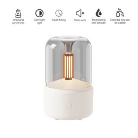 120ML Candlelight Aroma Diffuser Air Humidifier Romantic Light Portable Essential Oils Diffuser Mist Maker Fogger Purifier Home (Color: Basic White)