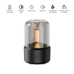 120ML Candlelight Aroma Diffuser Air Humidifier Romantic Light Portable Essential Oils Diffuser Mist Maker Fogger Purifier Home (Color: BASIC BLACK)