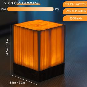 Retro Wood Table Lamp Creative Wood Grain Bedside Lamp Charging Night Light Wooden Base Vintage Desk Lamp Bedroom Birthday Gift (Lampshade Color: Upgrade B)