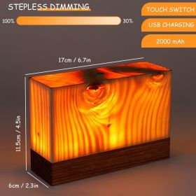 Retro Wood Table Lamp Creative Wood Grain Bedside Lamp Charging Night Light Wooden Base Vintage Desk Lamp Bedroom Birthday Gift (Lampshade Color: Upgrade C)