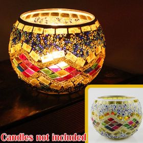 Mosaic Glass Candlestick Color Snowflake Mosaic Candle Holder Romantic Candlelight Table Centerpieces Party Dinner Wedding Decor (Color: 1PCS A)