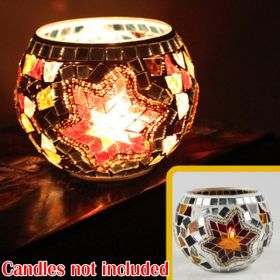 Mosaic Glass Candlestick Color Snowflake Mosaic Candle Holder Romantic Candlelight Table Centerpieces Party Dinner Wedding Decor (Color: 1PCS C)