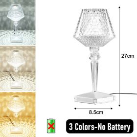 LED Diamond Night Light Table Lamp Rechargeable Touch Sensor Dimming Crystal Projection Light For Bedside Bedroom Restaurant Bar (Emitting Color: basic plug-in)