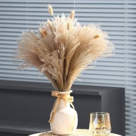 60/62/76/80/85/100pcs Boho Pampas Grass Bouquet Home Decor Floral Dried Flowers Wedding Arrangements Natural Reed Bunny Tails (Color: 60pcs)