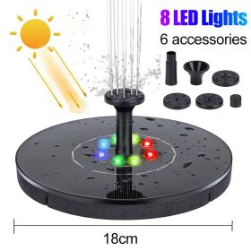 18/16/13cm Solar Water Fountain Colorful Fountain Floating Solar Powered Pool Pond Waterfall Fountain Pump Garden Outdoor Decor (Color: 18 colorful led)