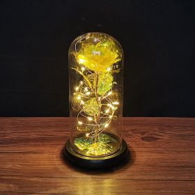 2023 LED Enchanted Galaxy Rose Eternal Rose Forever Rose In Glass Valentines Day Gift for Girlfriend Christmas Wedding Birthday (Color: Yellow - Warm light)