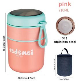 530/710ml Stainless Steel Lunch Box Food Cup With Spoon Thermo Lunchbox Thermal Jar Insulated Soup Container Breakfast Tableware (Color: best A)