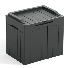 All-Weather 32 Gallon Patio Deck Box with Seat (Color: Gray)